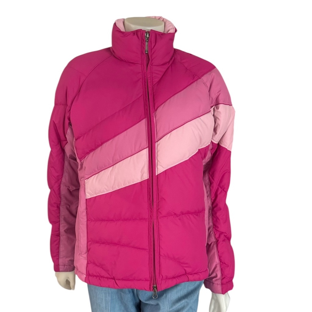 Down Filled Columbia Puffer Jacket ~ Ladies Pink Ski Puffer ~ Retro Look Puffer